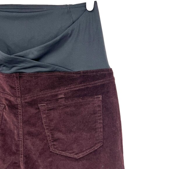 NEW Isabel Maternity Crossover Panel Burgundy Stretch Corduroy Pants Size 14/32R - Picture 6 of 11
